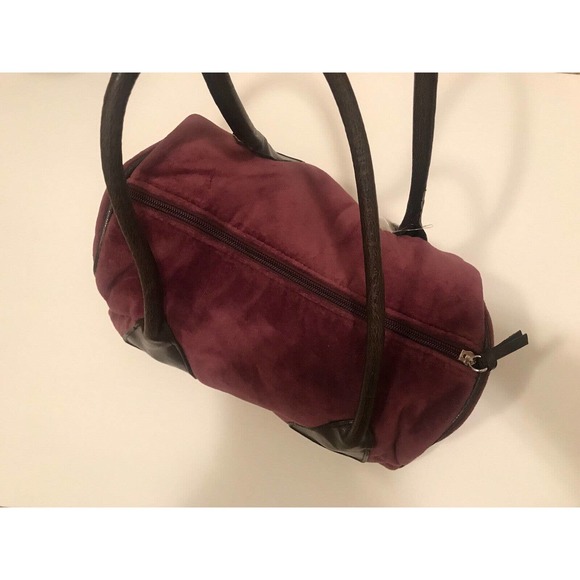Kangol Medium Barrel Handbag, Small Duffle Style Deep Grape, Velour - Picture 6 of 14